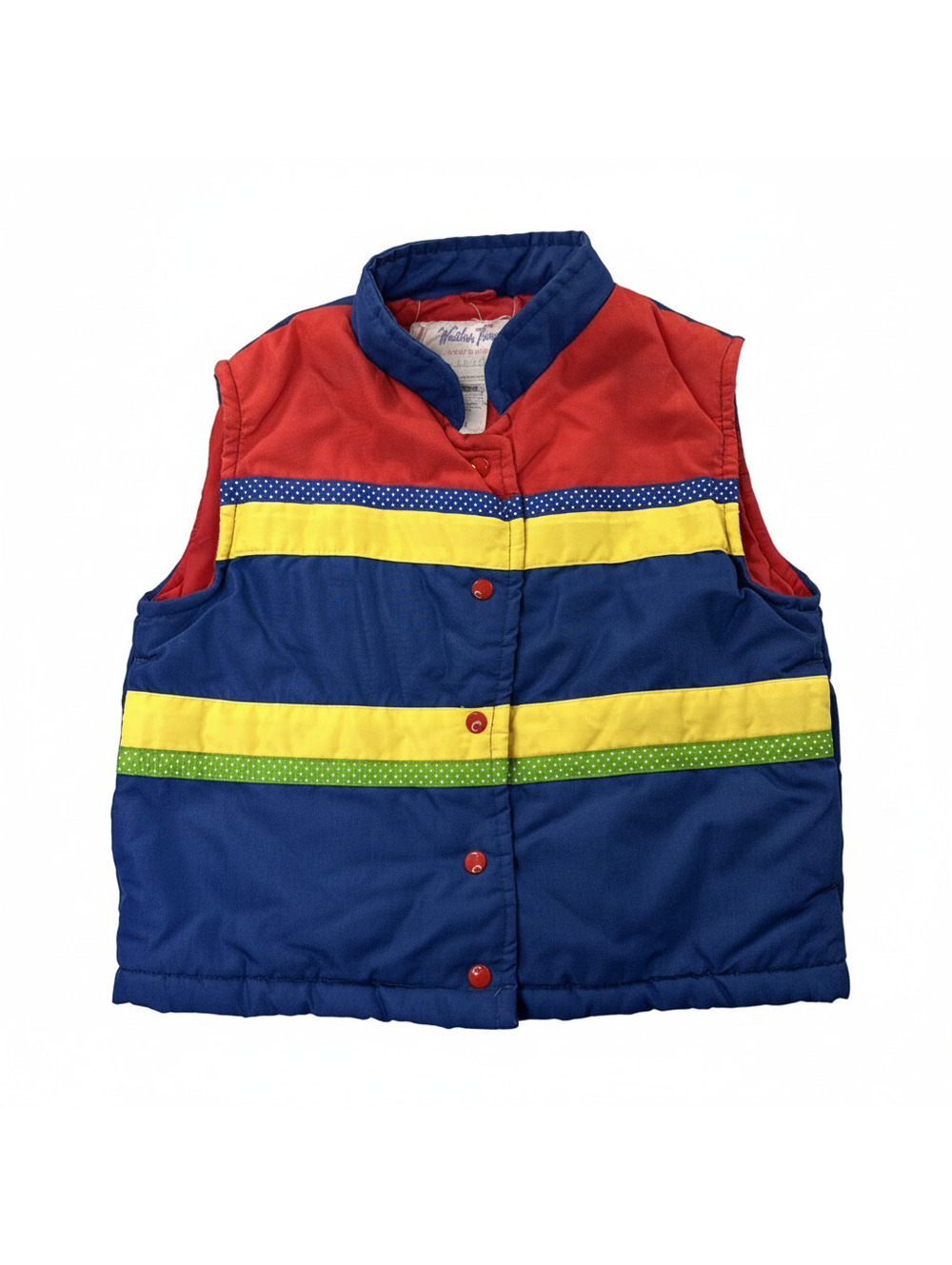 Vintage 70s 80s Weather Tamer Puffy Quilted Jacket 6X Blue Red Yellow Green